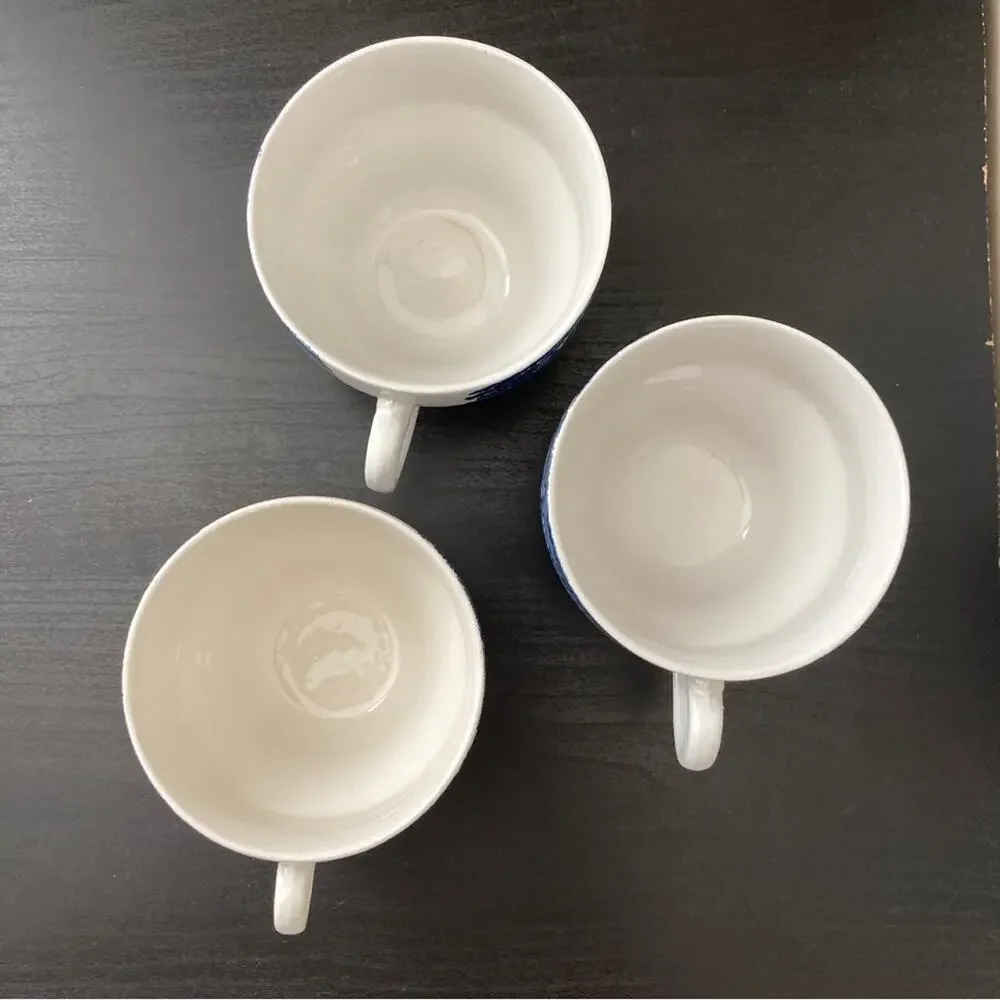 Staffordshire England Liberty Blue Tea Cups Colonial Set of Three